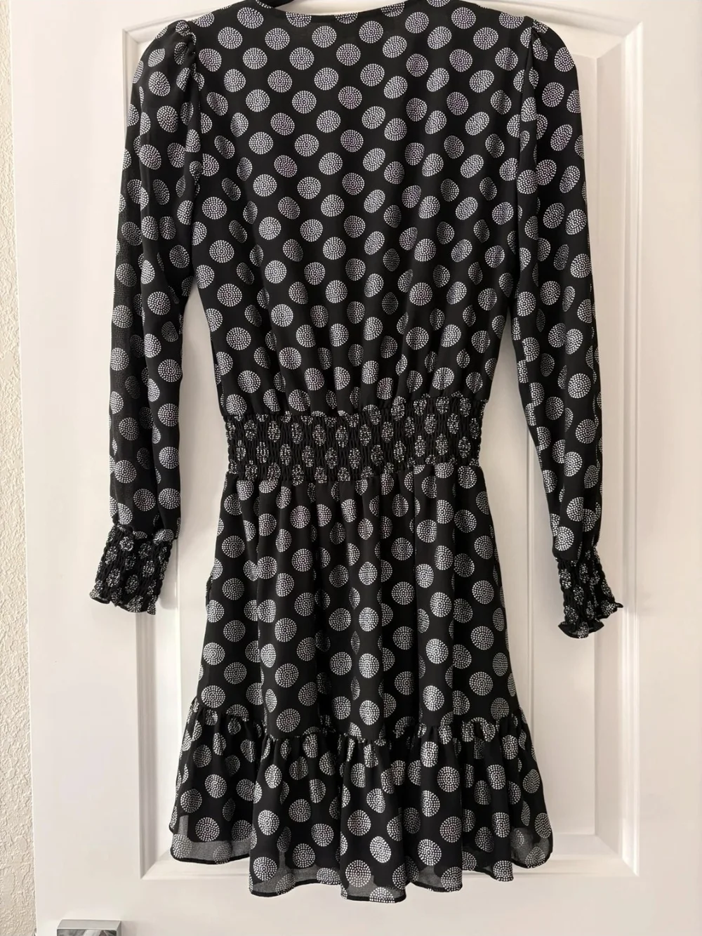 Michael Kors Elegant Black and White Polka Dot Midi Dress. NWOT